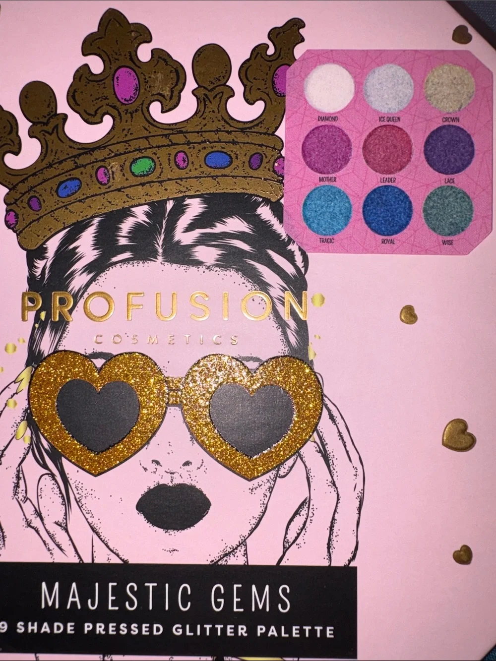 Profusion- 9 Shade Pressed Glitter Palette - Majestic Gems - Eyeshadow w/ primer